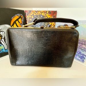 Vintage Elite Handbags Black Leather Bag
